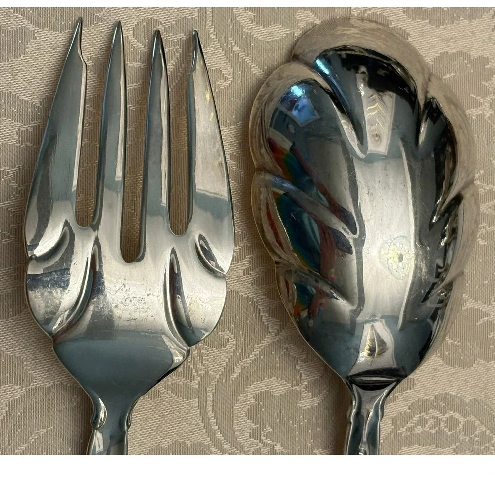 Orleans International Silver Shell Casserole Spoon Cold Meat Serving Fork Set